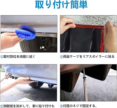 VEHSUN Universal Rear Under Spoiler, Rear Diffuser, Rear Bumper Spoiler, Rear Spoiler, Under Panel, Aero Parts, Rutex Generator, Shajufin Star, Shark Fin Style, ABS, Dress Up, Tape, Screws Included