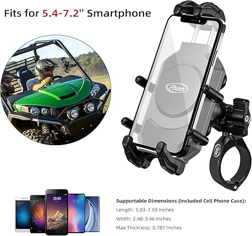Miniatura 6 de Roykaw Soporte para teléfono UTV ATV con amortiguador de vibraciones, soporte de barra antivuelco antirrobo resistente para teléfono celular,