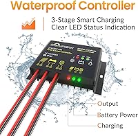 Vista 7 de SOLPERK Kit de Panel Solar 50W 12V, Cargador de Mantenimiento por Goteo de Batería Solar con Controlador Impermeable Mejorado para Barco Automóvil