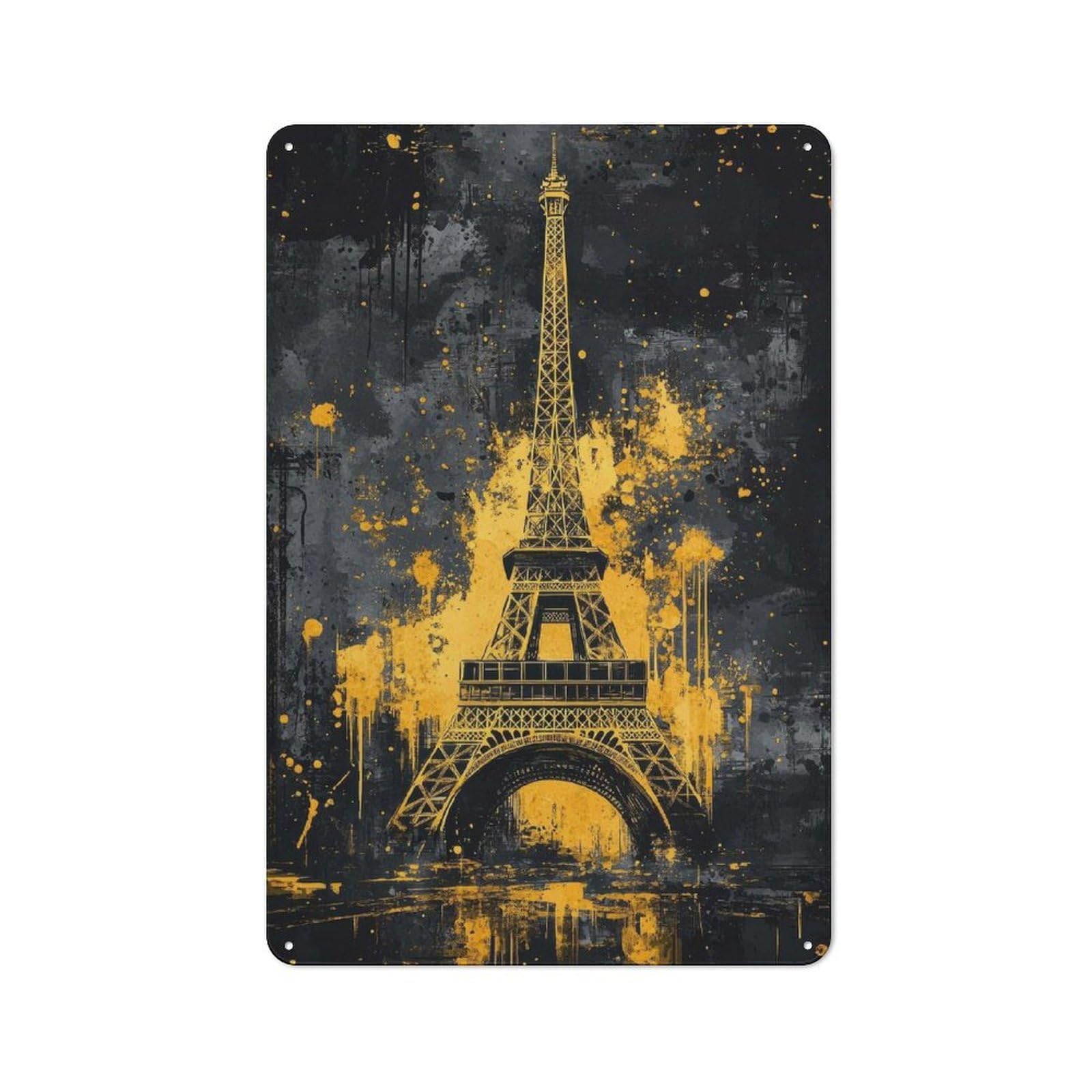 Junmoney Abstract Eiffel Tower Rustic Metal Plaque 30X20cm For Hobby Room Or Studio, For Creative Interior Collectors