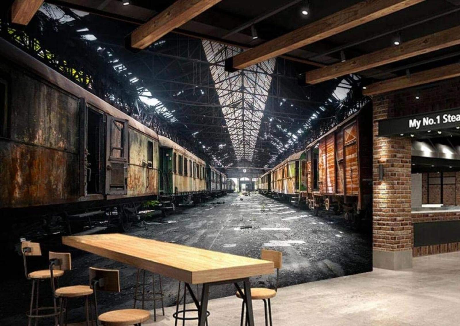 Carta Da Parati 3D Rovine Industriali Treni D'Epoca Carta Da Parati Camera Letto Moderna Fotomurali 3D Gigante Murale Decorazione