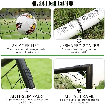 Soccer Goal, 5-Size Avaliable, Steel Frame, Quick Assembly