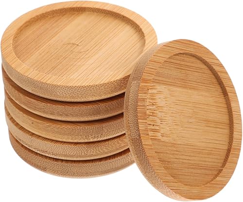 6 posavasos de bambú Estera de taza de bambú almohadillas de té de madera platillo de café platillo cerveza platillos posavasos posavasos vino