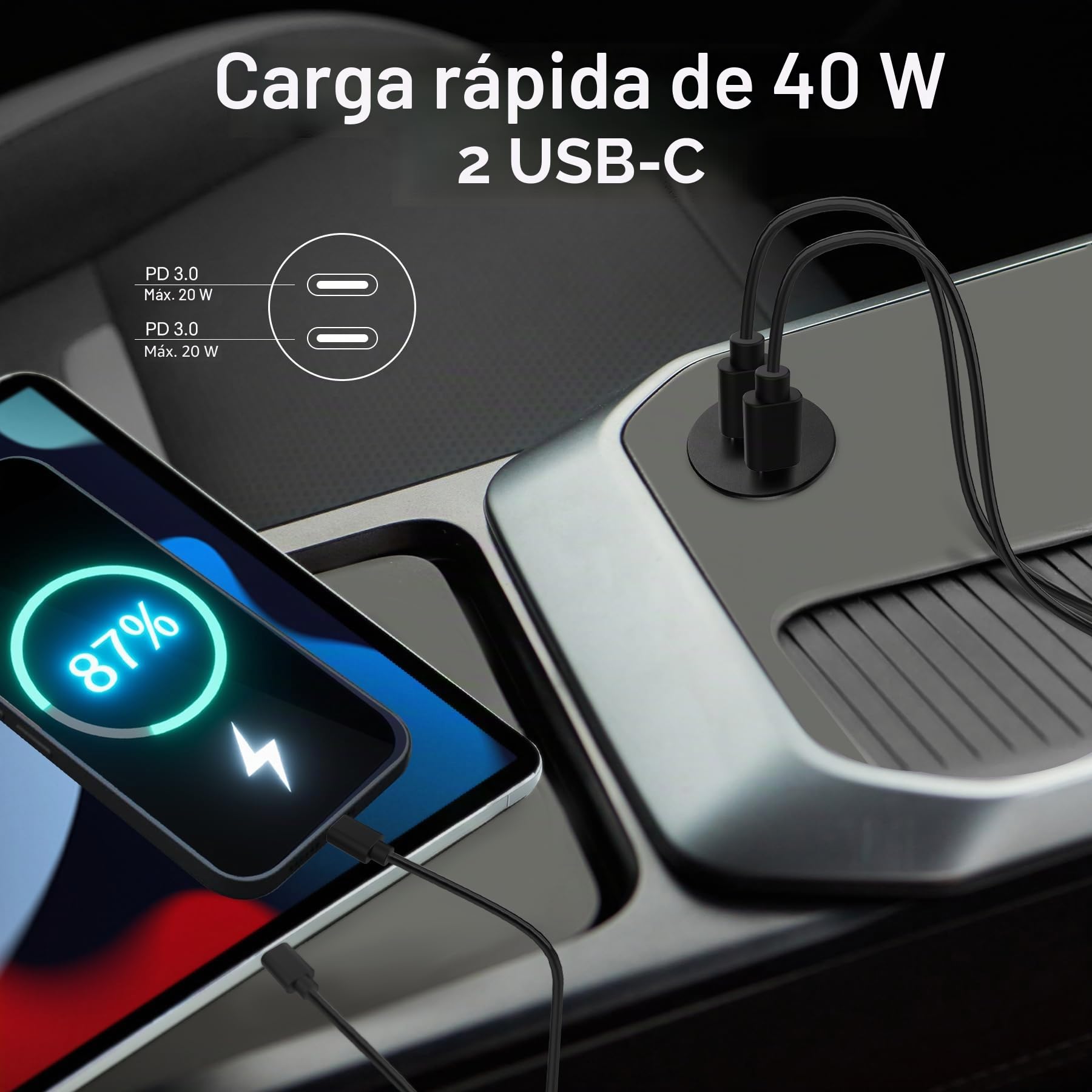 Toma USB 12V Camper Aluminio, Doble Puerto PD 3.0 USB-C 20W Socket, Carga Rápida Cargador USB 12V para Barco Marino Camión Autobús Autocaravana Coche Barco, 2pcs