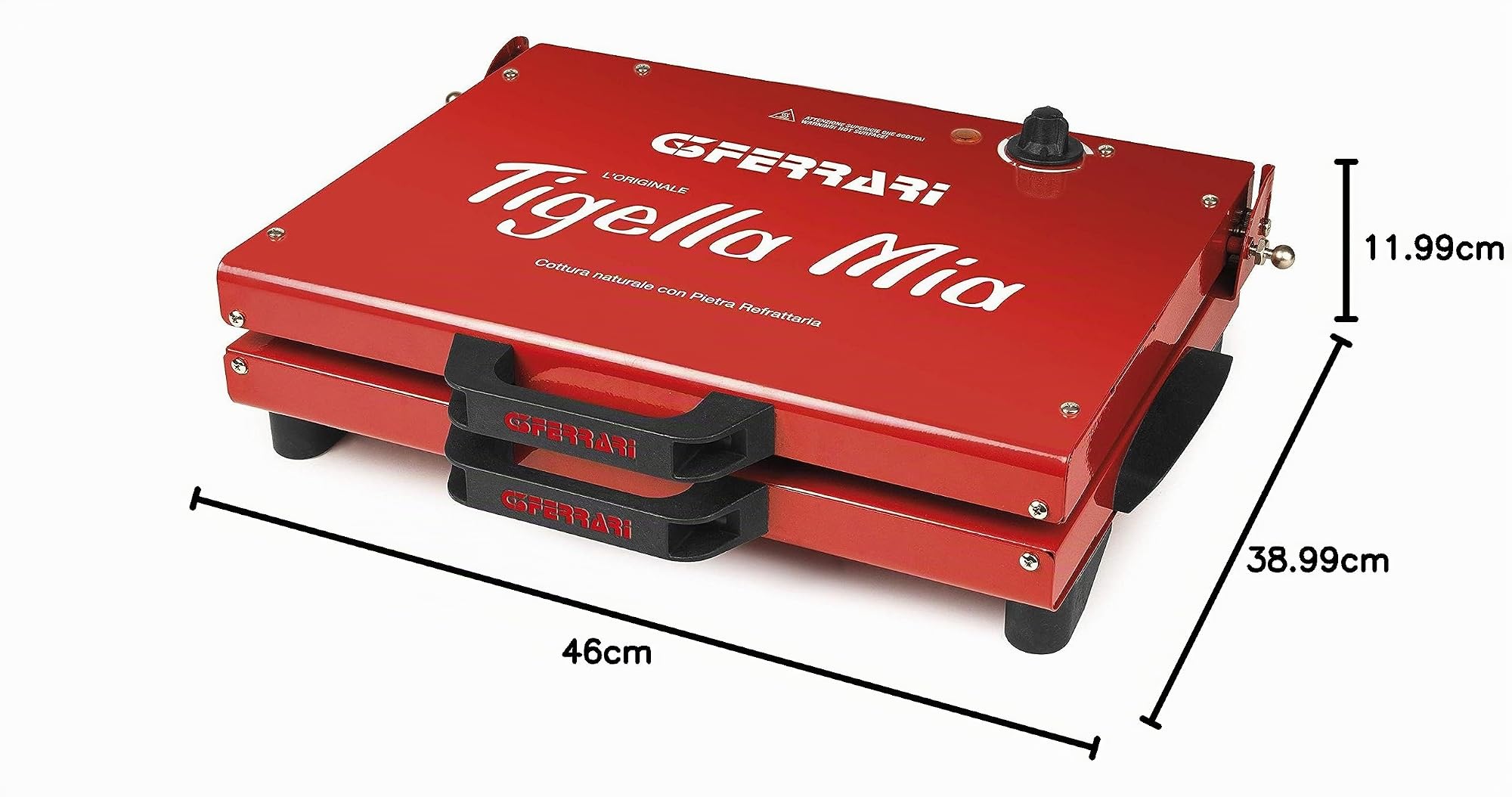 G3 Ferrari G10025 Tigella Mia Tigelliera Toaster 1200 W XXL-Schamottesteine Einstellbares Thermostat Rot