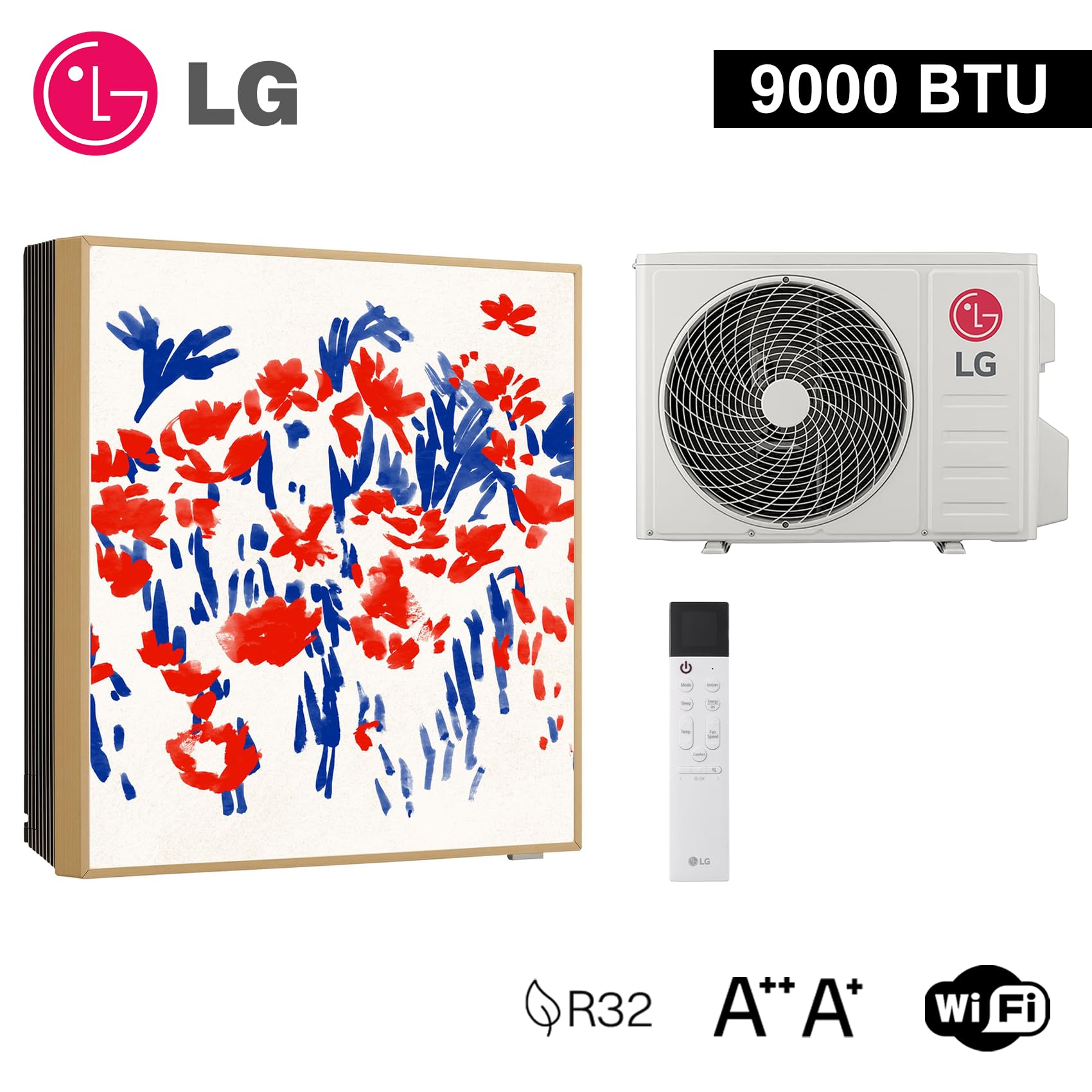 LG Aire Acondicionado Mono Split ArtCool Gallery Photo A09GA1, Climatizador de Pared 9000 Btu con Bomba de Calor, Panel Frontal Personalizable, WiFi, A++/A+