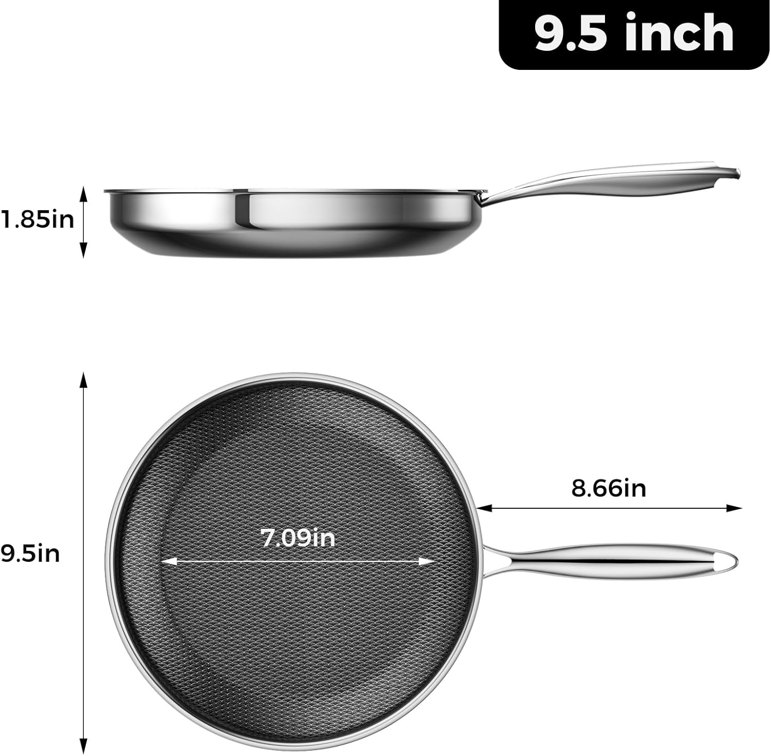 Non Stick Frying Pans,Hybrid Nonstick 9.5 Inch Frying Pan,Stay-Cool Handle,Dishwasher-Friendly,Nonstick Frying Pan,Oven-Safe,Works on,Ceramic and Gas Cooktops - Image 7
