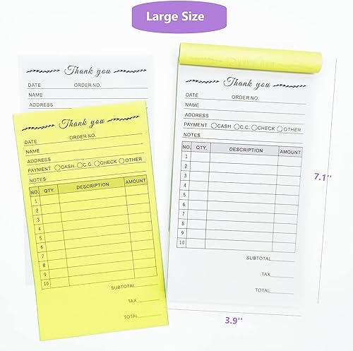 Miniatura 3 de Libro de recibos de agradecimiento para pequeñas empresas de 4 x 7 pulgadas, 2 partes, sin carbón, blanco y amarillo, 50 juegos de 100 hojas por