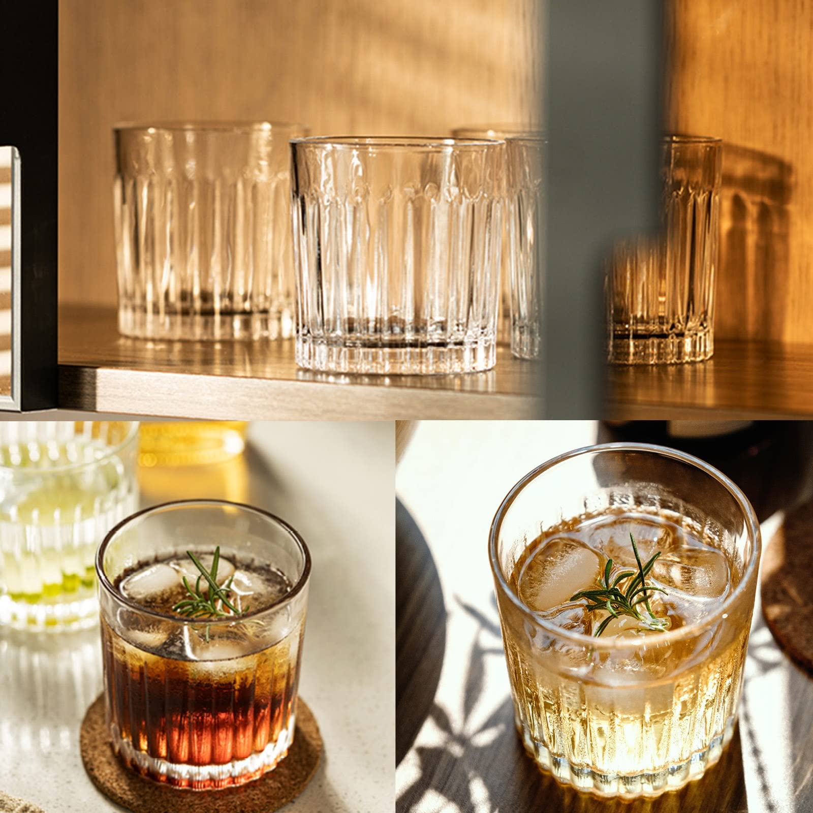Kryształowe szklanki do whisky, szkło barowe, przezroczyste szklanki do wody, do whisky lub koktajli, kryształowe szklanki do wina, idealne na dom, restauracje i imprezy, 6 sztuk szklaneczek do soku i
