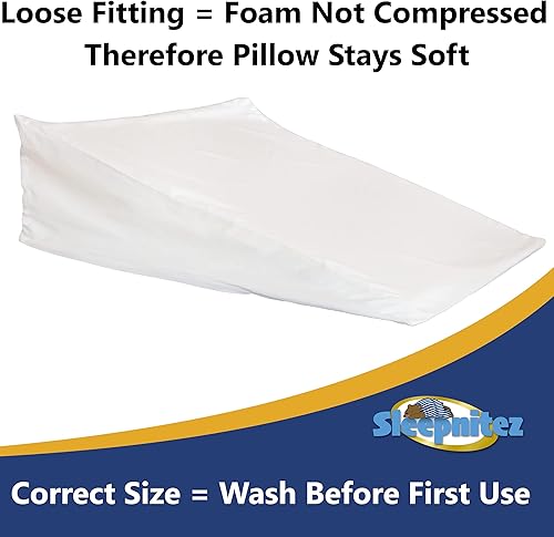 Miniatura 3 de Sleepnitez Almohada de cuña de 8 pulgadas para reflujo ácido con funda Tencel y funda de almohada suelta de algodón egipcio blanco