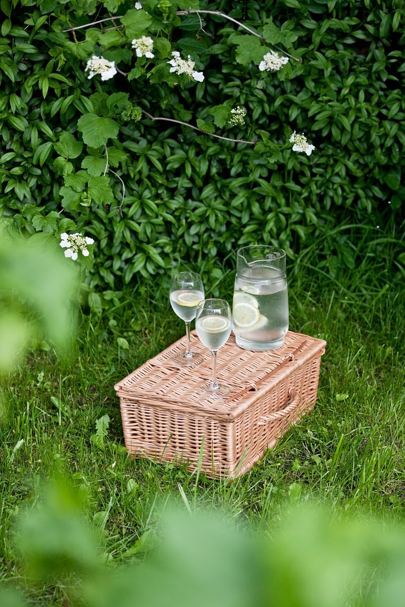 e-wicker24 Valise en osier, panier de rangement, panier de style, panier pique - nique, panier cadeau, panier de décoration, boîte multifonction (Blanc)