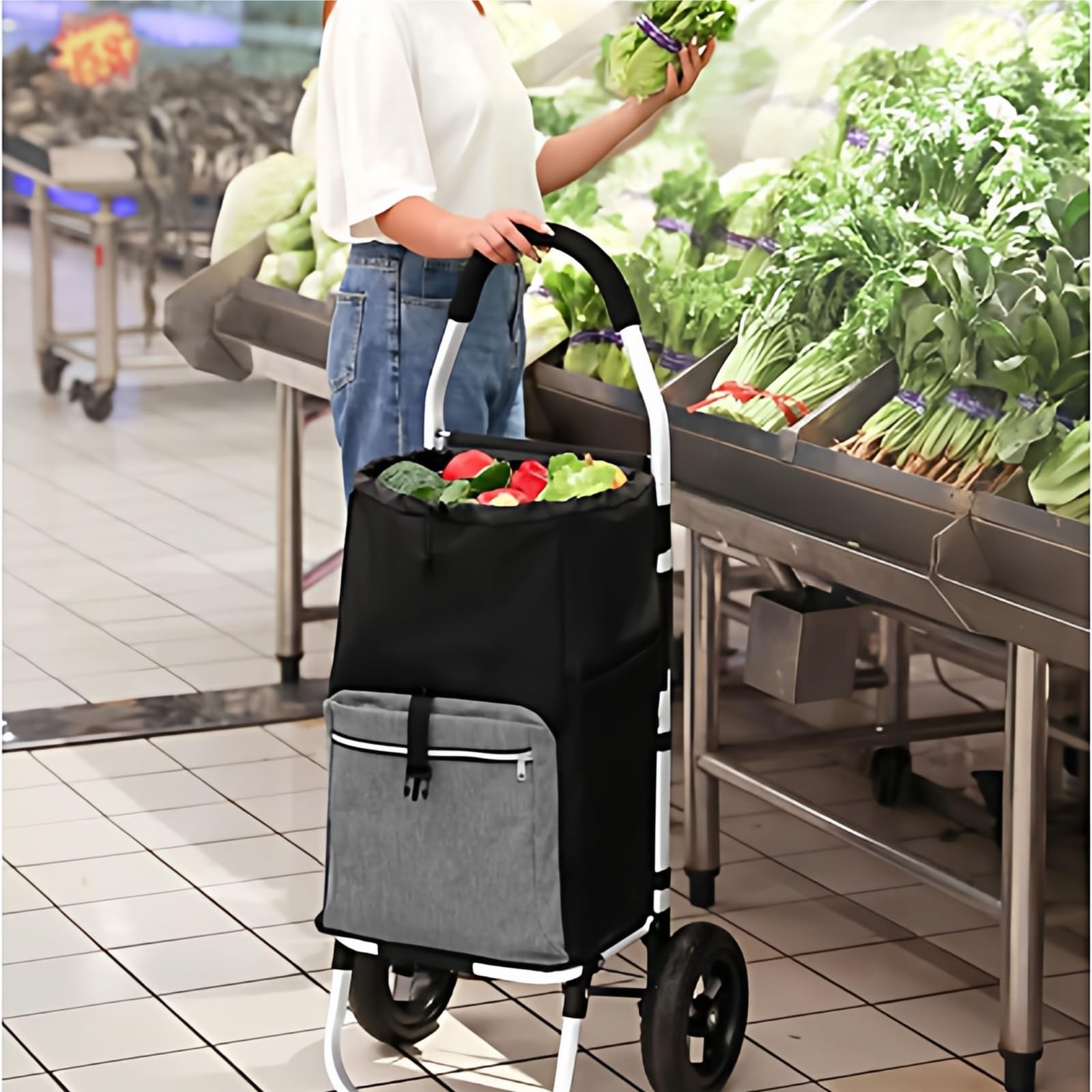 Schwerlast-Klappkarre Zusammenklappbarer Haushaltswagen mit Rädern for Treppensteigen und Einkaufen Paletten- und Transport auf Rädern(Grigio)
