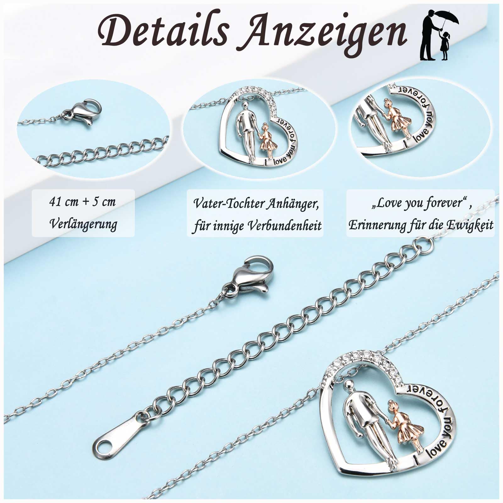 FAOMZQ Regalo per padre figlia, regalo per figlia di papà, papà e figlia con incisione, collana per compleanno, laurea, Natale, comunione, anniversario di matrimonio