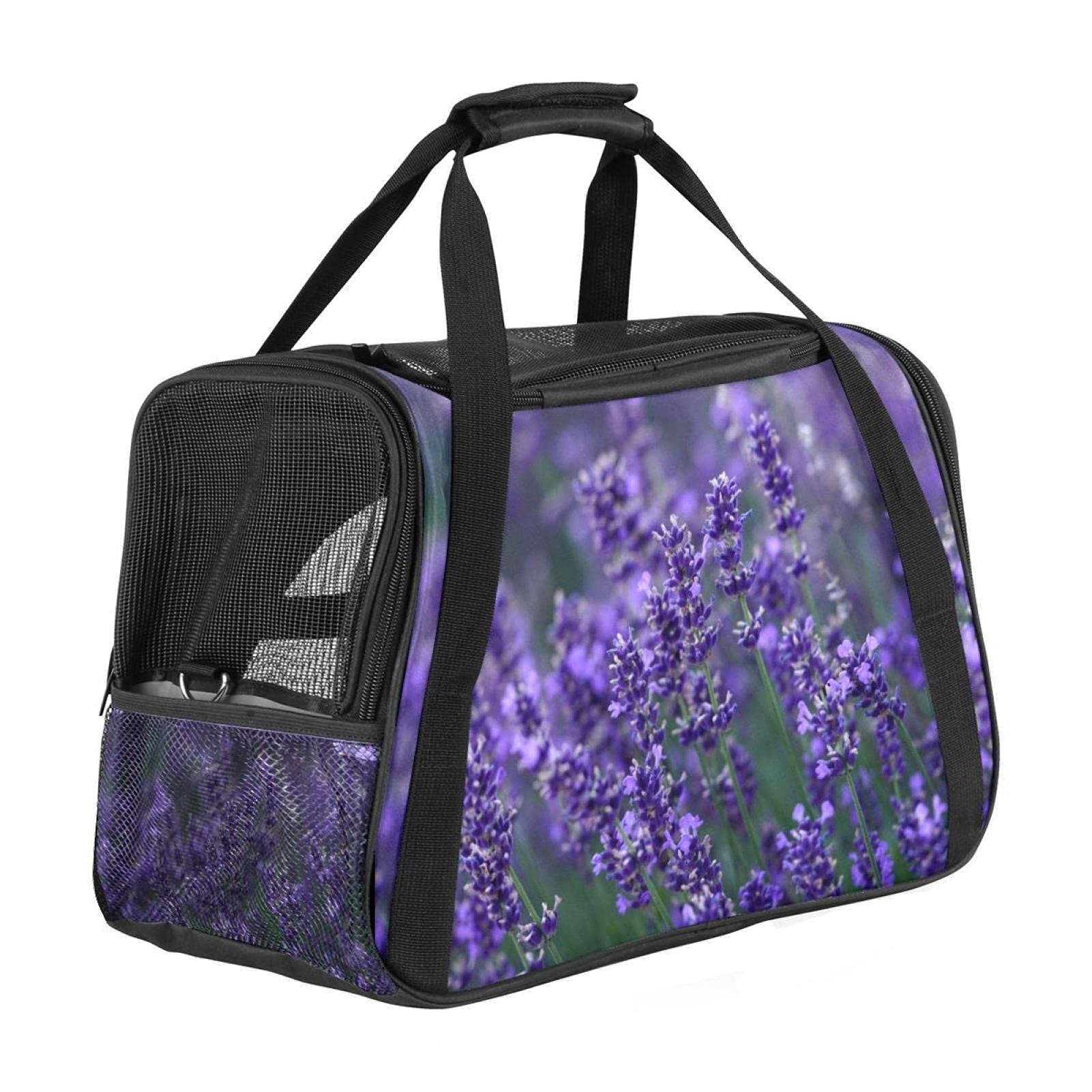 Sac de transport portable pour chat lavande lavable et cabine avion