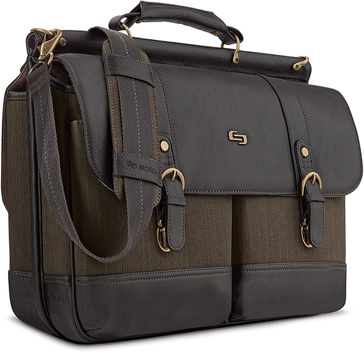 Maletín - Bolsa de transporte para portátil para mujeres y hombres, braguita para viajes y trabajo, bolsillo interno para tableta, correa ajustable para el hombro, se adapta a un ordenador de 15,6"- Thompson, marrón