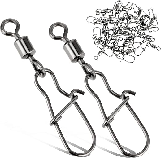 Giantree 25 Stück Angeln Drehgelenk, Angelwirbel mit Verriegelung Schnappen Angelschnur Haken Connectors Kugellager Wirbel Angeln Schnappen Angeln Barrel Wirbel für Salzwasser…