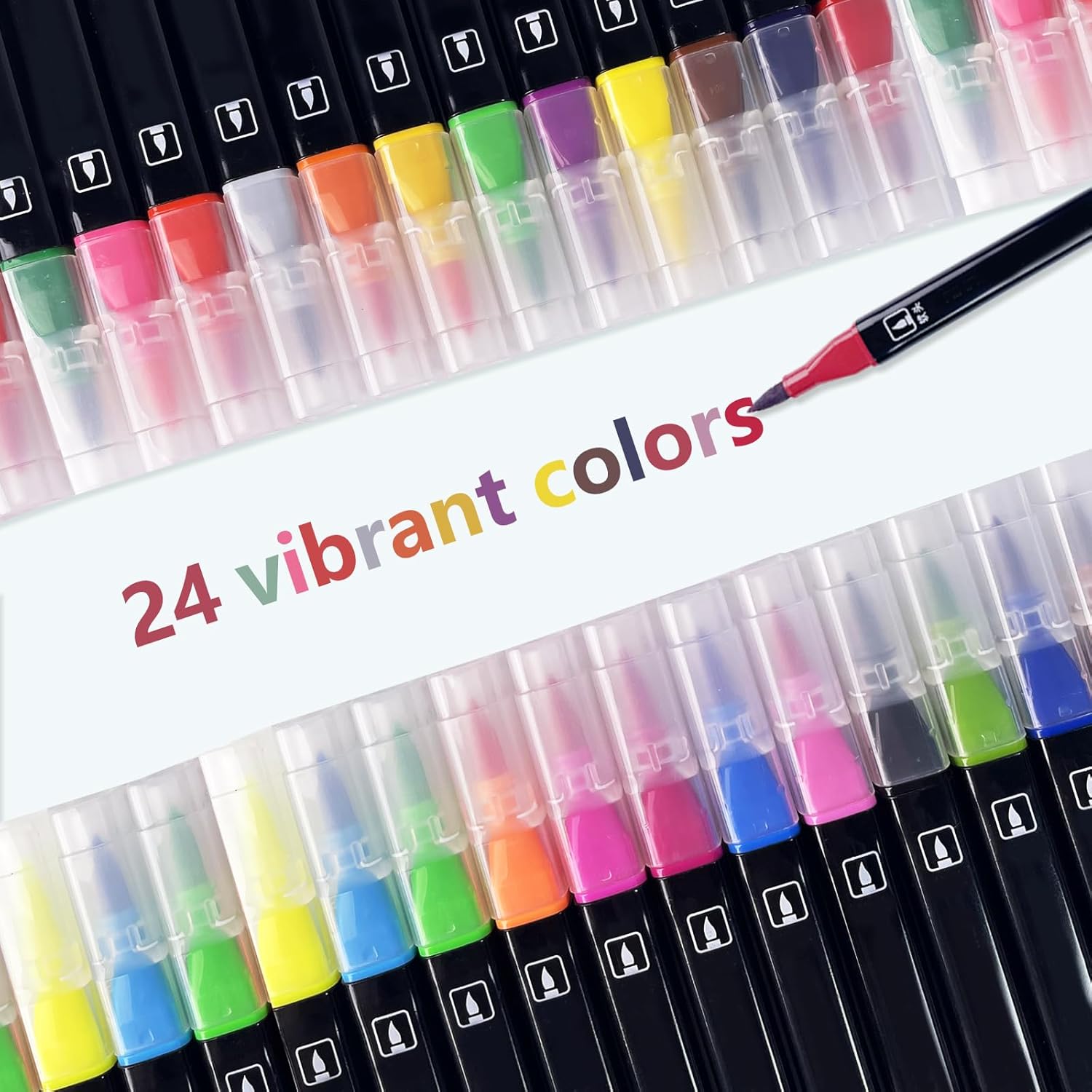 Double Sided Markers, Non Toxic Markers for Kids Ages 4-8, Water Based Vibrant Coloring Kids Marker with Reusable Carry Case