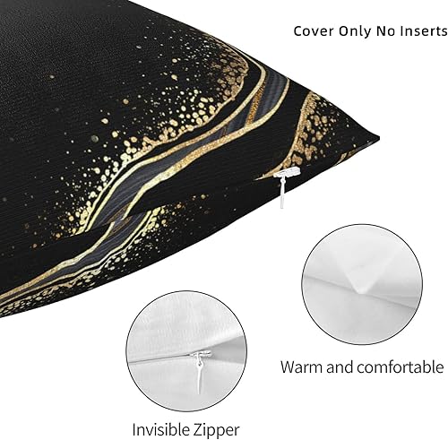 Miniatura 4 de YIPOCH Mármol negro y dorado fundas de almohada de 12 x 12 pulgadas, fundas de cojín decorativas para sofá, fundas de almohada para cojines de sala,