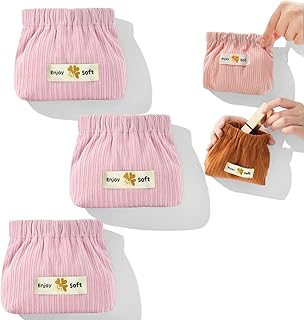 Juego de 3 bolsas de maquillaje de pana, pequ...