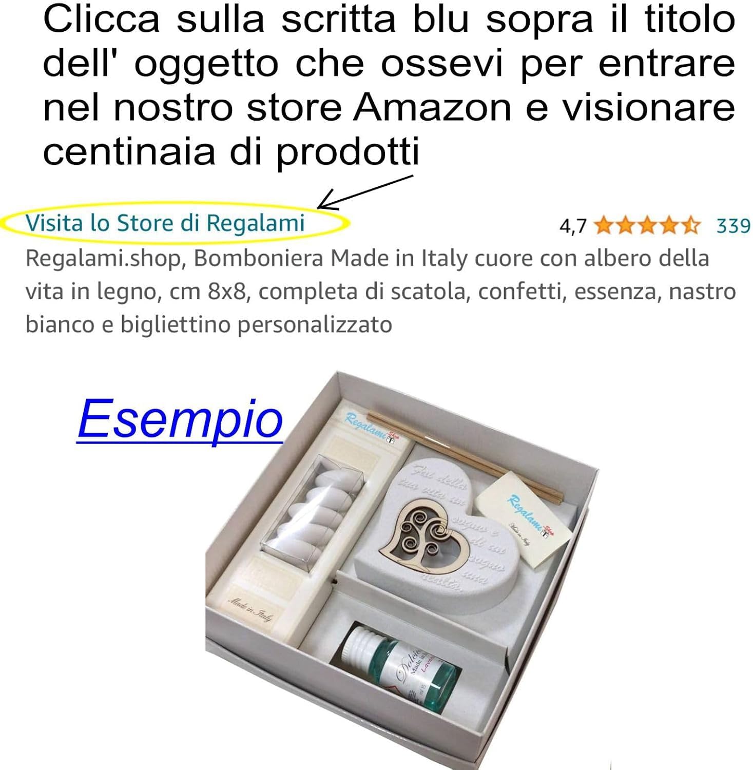 Regalami.shop Set 4 bomboniere in pietra con scatola, portaconfetti, nastro e bigliettino ideale per tutte le cerimonie (set 4)