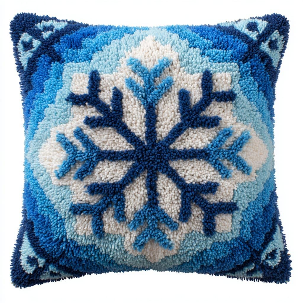 WallustrioaW Latch Hook Pillow Case Kits,Snowflake Pattern