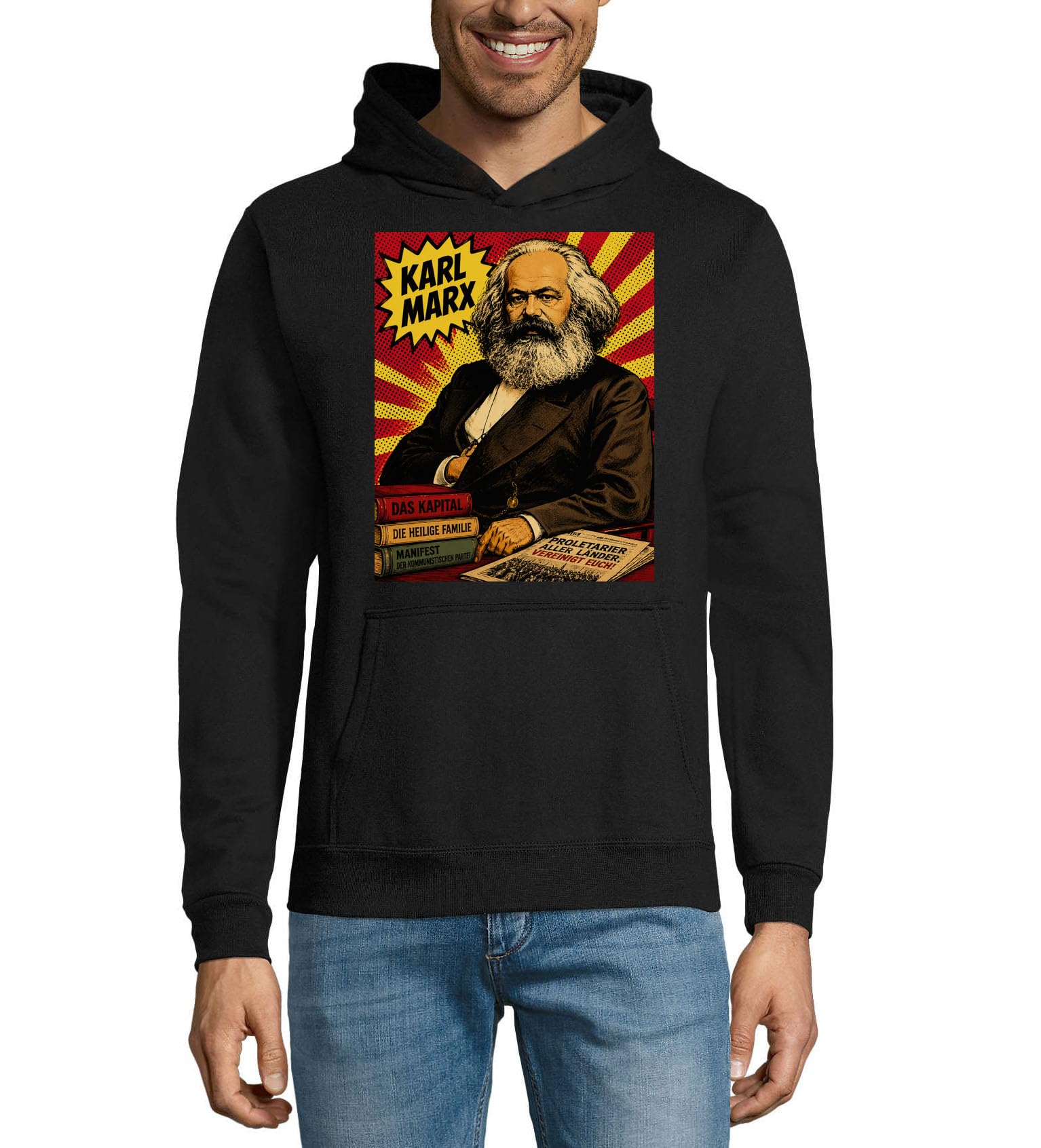 Kultowy historyczny myśliciel polityczny unisex mieszanka bawełny bluza z kapturem bluza z kapturem czarna