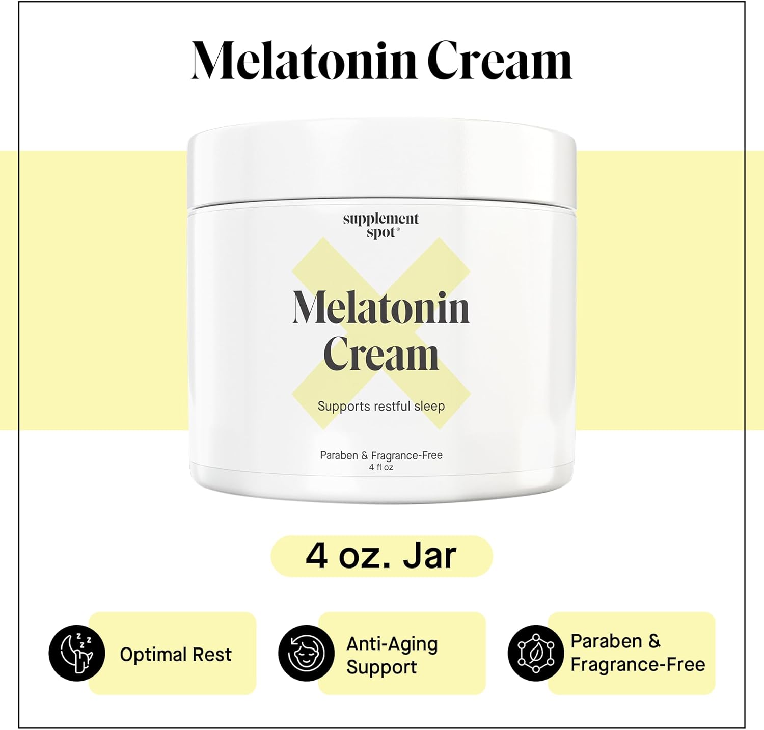 Melatonin Cream for Restful Sleep – Melatonin Sleep Supplement Reset Biological Body Clock – Paraben, Fragrance-Free to Reduce Fine Lines & Wrinkles – Natural Sleep Cream (4 oz)
