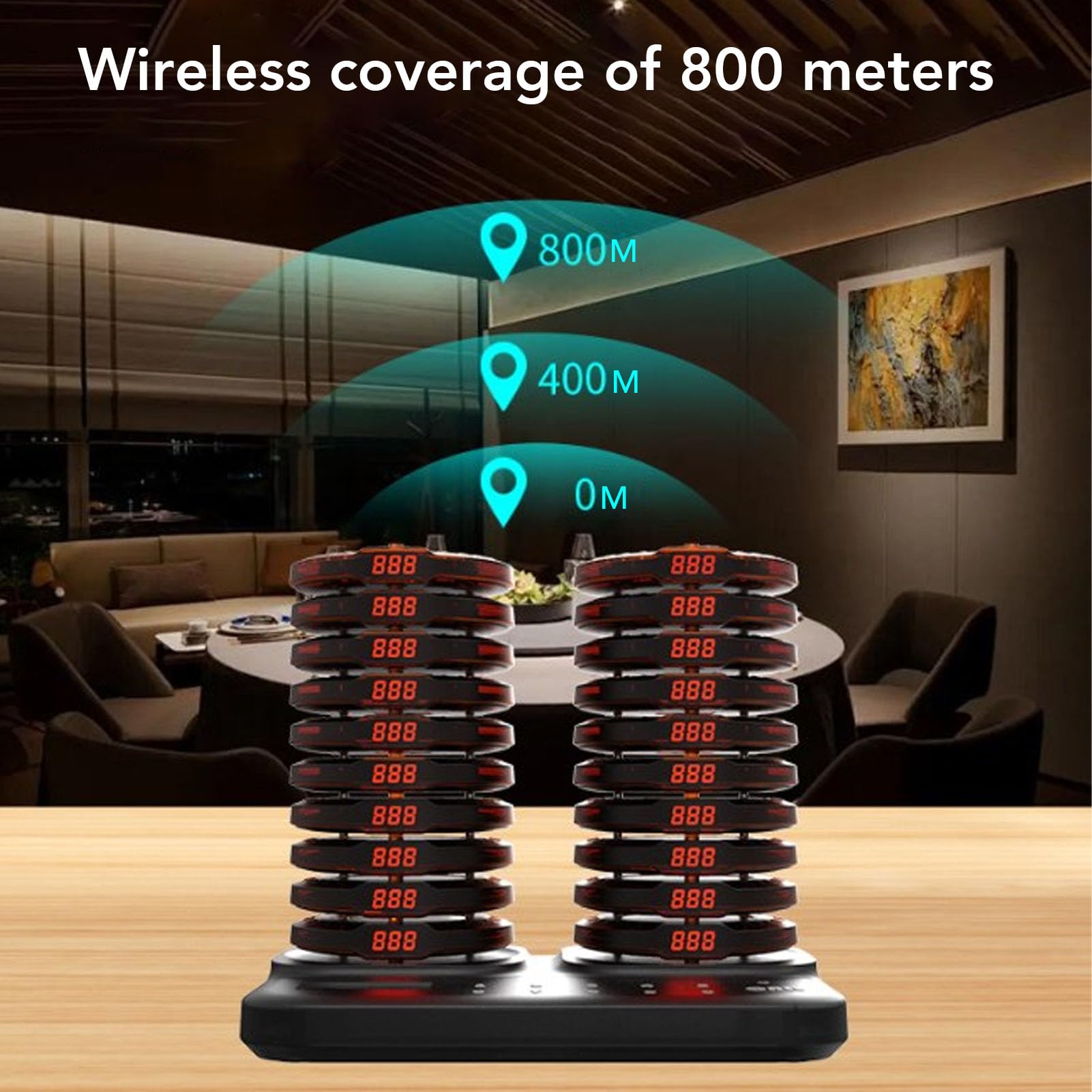 System Pagera Restauracyjnego z 20 Sygnałami Dźwiękowymi, Daleki Zasięg 800 M, Bezprzewodowy System Brzęczyka z Miganiem Wibracji dla Przychodni dla żłobków Food Trucków (wtyczka
