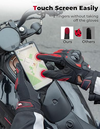 Miniatura 5 de KEMIMOTO Guantes de motocicleta para hombres y mujeres, guantes de motocross con carcasa para pantalla táctil, antideslizantes para motocicleta,