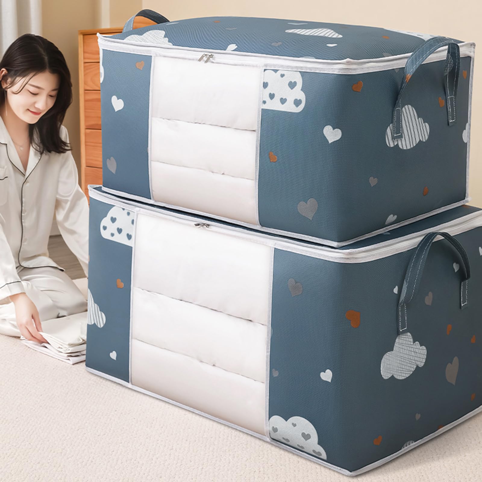 Set Solución de Almacenamiento para Ropa Práctica Solución de Almacenamiento para Ropa de Cama Bolsa de Almacenamiento Impermeable para Mantas Edredones