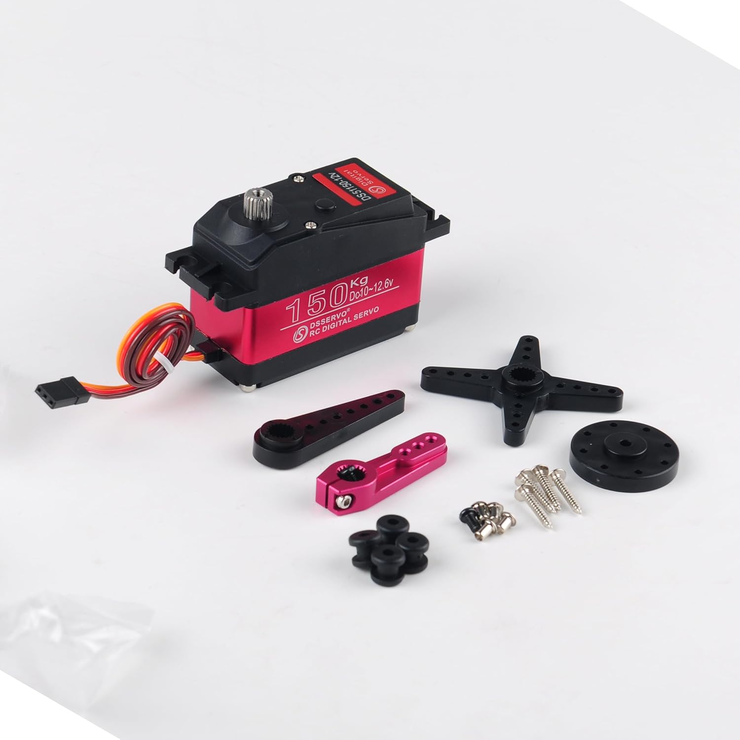 DSServo DS51150 150KG Digital Servo 12V Metal Gears IP67 Rated with 18T Arm for 1/5 Scale Baja RC Cars & Heavy Duty Robotics(180 Degree)