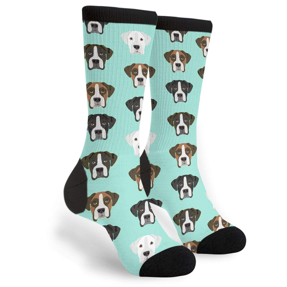 934 Unisex Socks 850 Novelty Socks Boxer Dogs Heads Design Walking Socks Breathable Work Socks For Trekking Women Climbing 40Cm