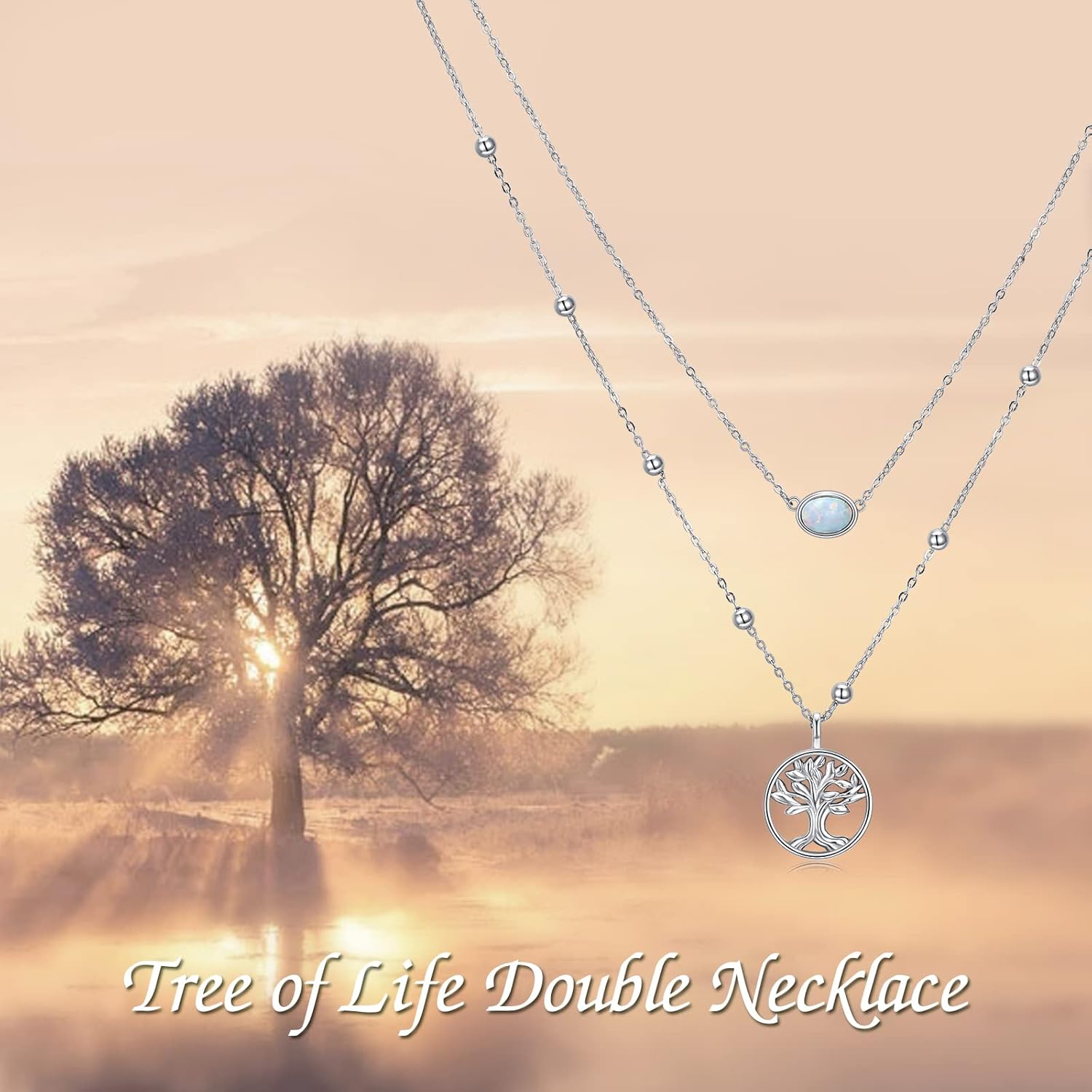 MONGAS Tree of Life/Infinity Cross/Lock and Key/Lotus/Hamsa/Horse/Strawberry/Opal/Lariat/Dragonfly/Heart/Violin Layered Necklace Sterling Silver for Women
