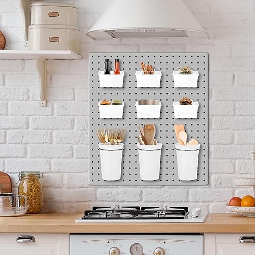 Miniatura 4 de Juego de 20 organizadores de tablero de clavijas, cubos de tablero de clavijas, vasos, ganchos y bucles, kit de sistema de organización de