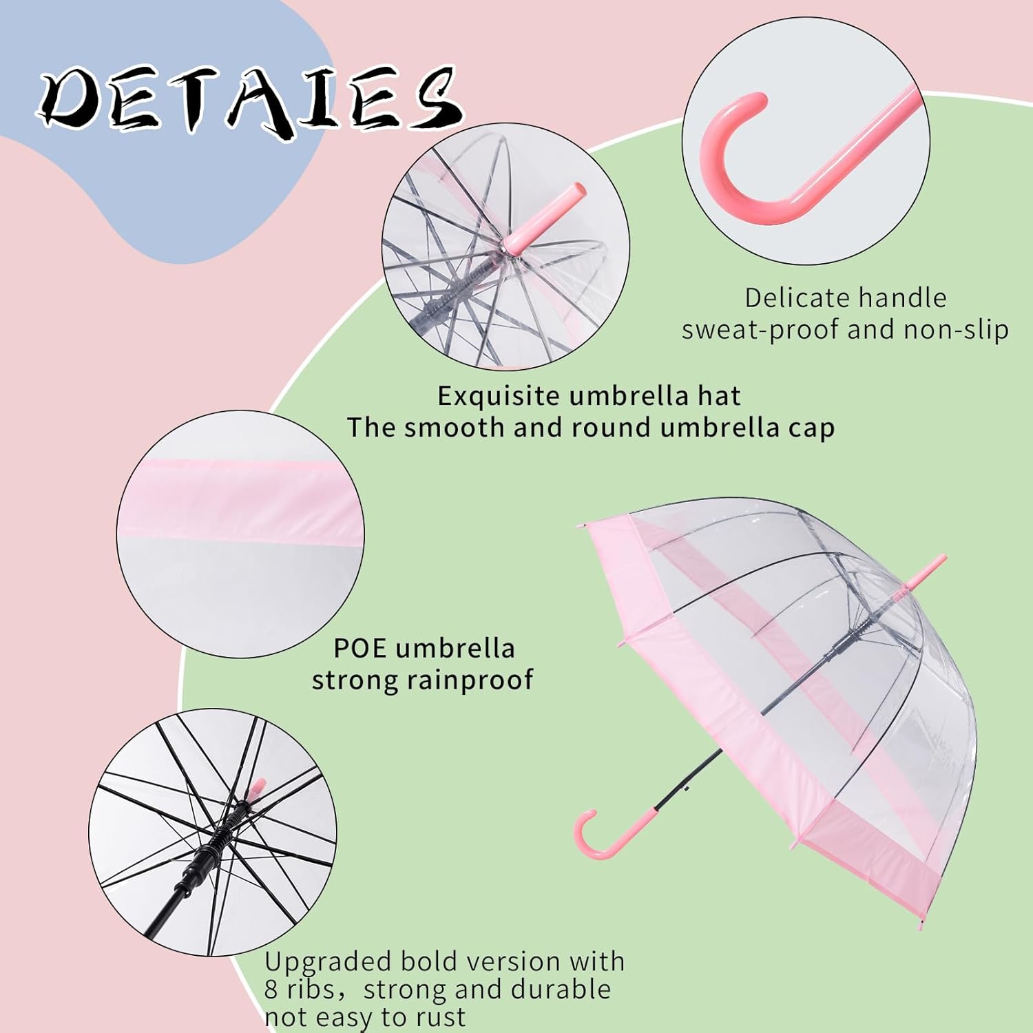 Clear Bubble Umbrella,Large Rainproof Canopy,Clear Umbrellas for Rain Adult,Umbrellas for Rain,Perfect for Weddings, Graduation and Outdoor Events - Automatic Open - Image 3