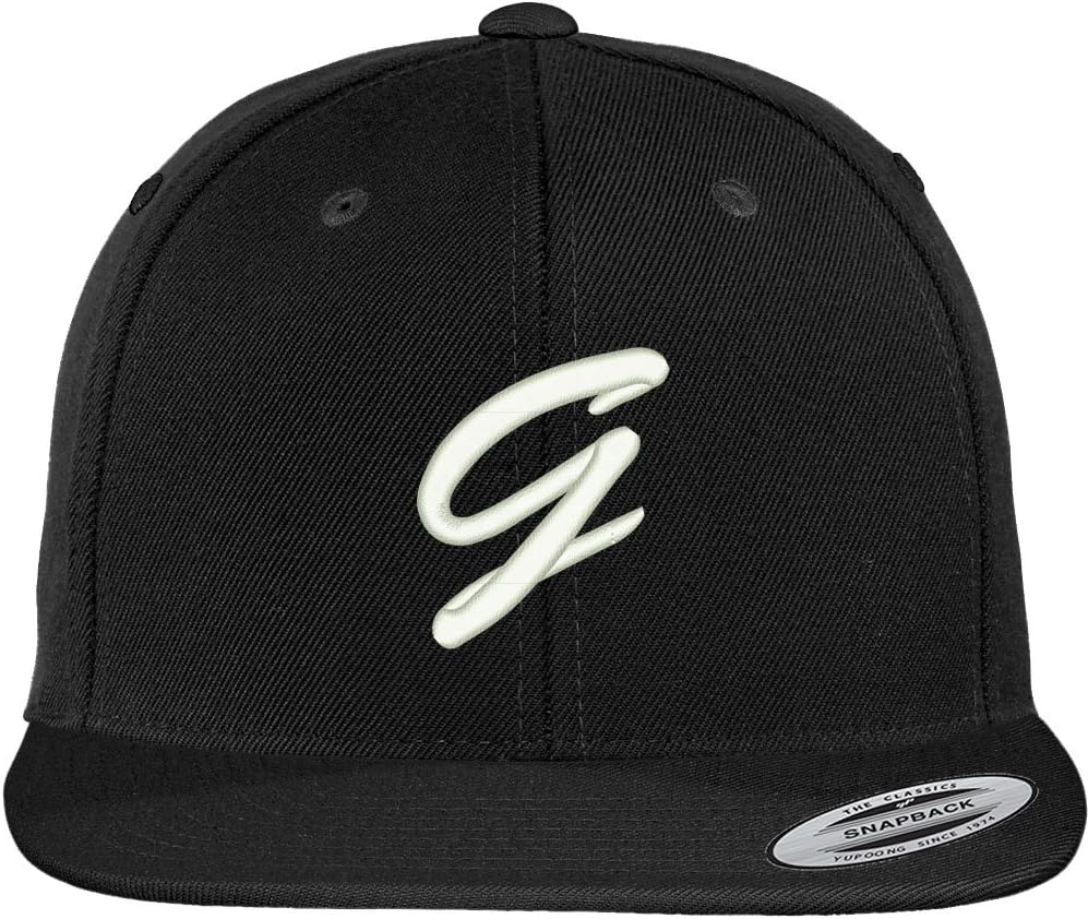 Trendy Apparel Shop Letter G Brushed Script Embroidered Flat Bill Snapback Baseball Cap