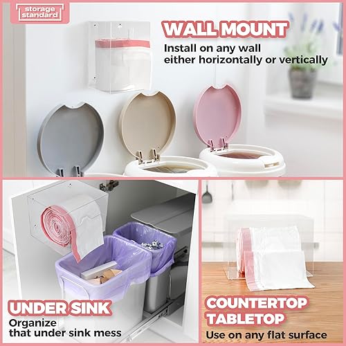 Miniatura 2 de Dispensador de bolsas de basura  Dispensador de bolsas de basura acrílicas, soporte para bolsas de basura para gabinete, dispensador de bolsas de