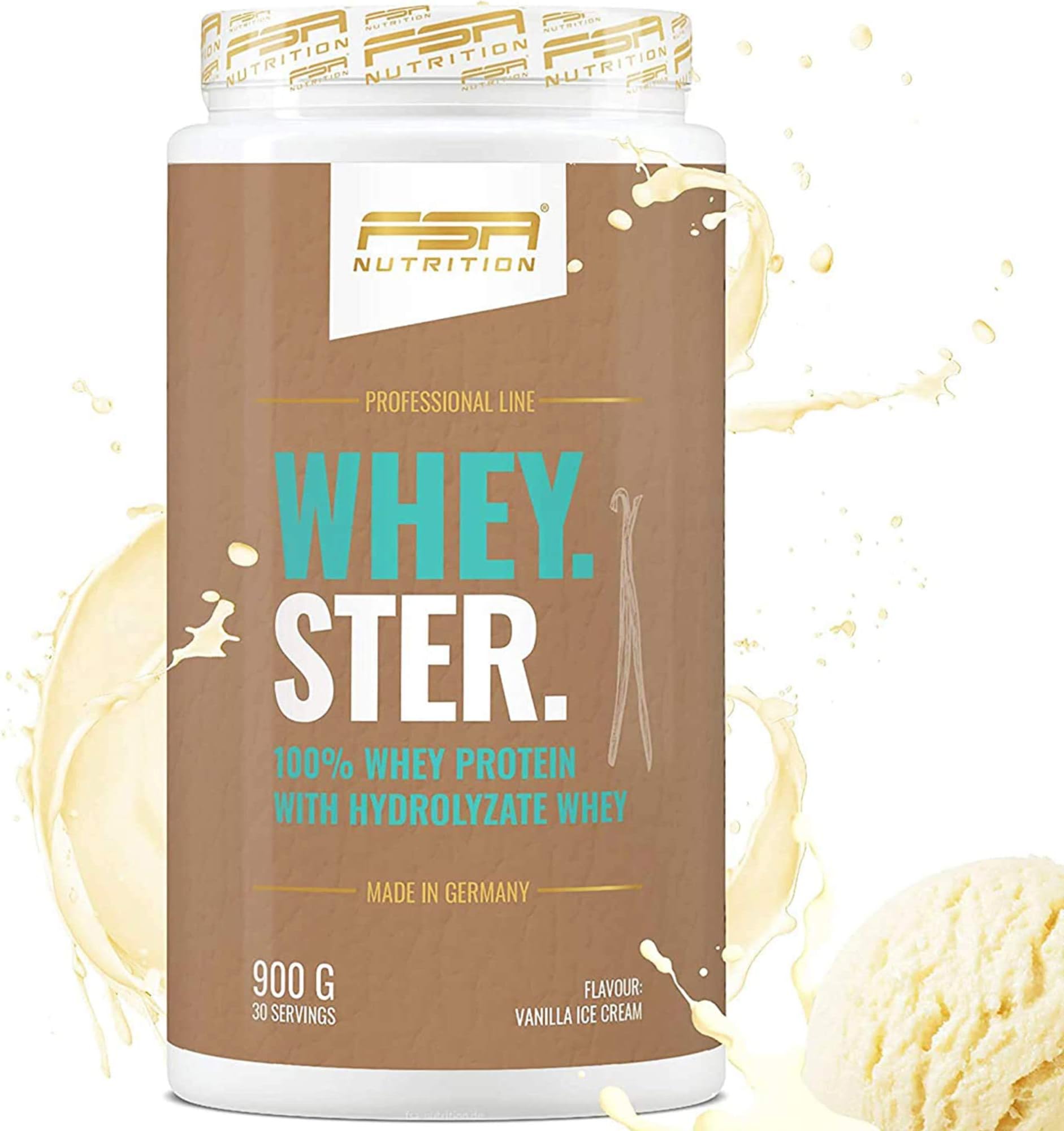 Professional athlete protein powder by FSA Nutrition. Protein shake for muscle growth and weight loss. 900g. With delicious taste.