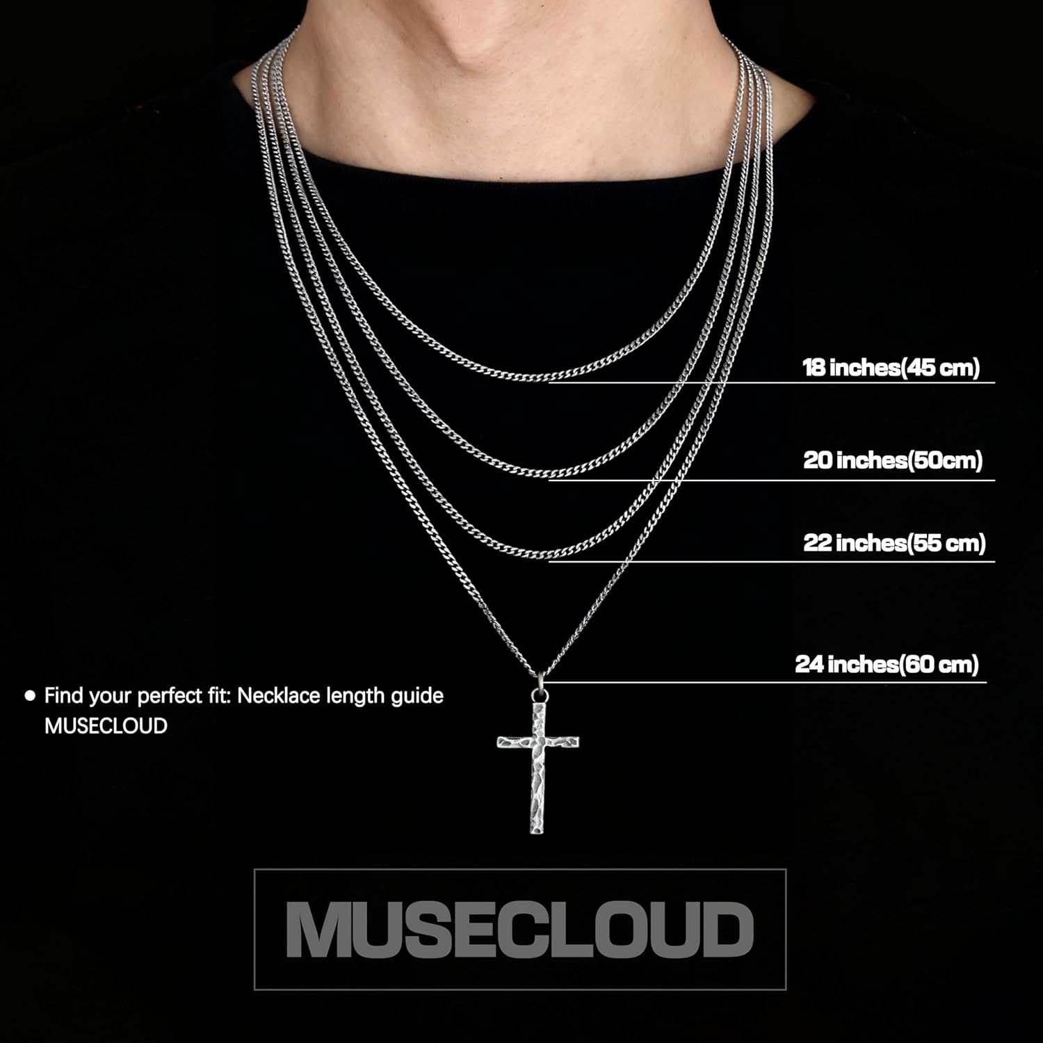 925 Sterling Silver Cross Necklace Men - Oxidized Hammered Cross Pendant with Stainless Steel Box Chain Vintage Unique Crucifix Necklaces Silver Jewelry for Mens Women 18-26 Inches - Image 6