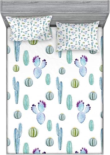 Miniatura 73 de Ambesonne Juego de sábanas bajeras y fundas de almohada, diseño retro de los videojuegos con botones de joystick vintage de los años 80 y 90, diseño