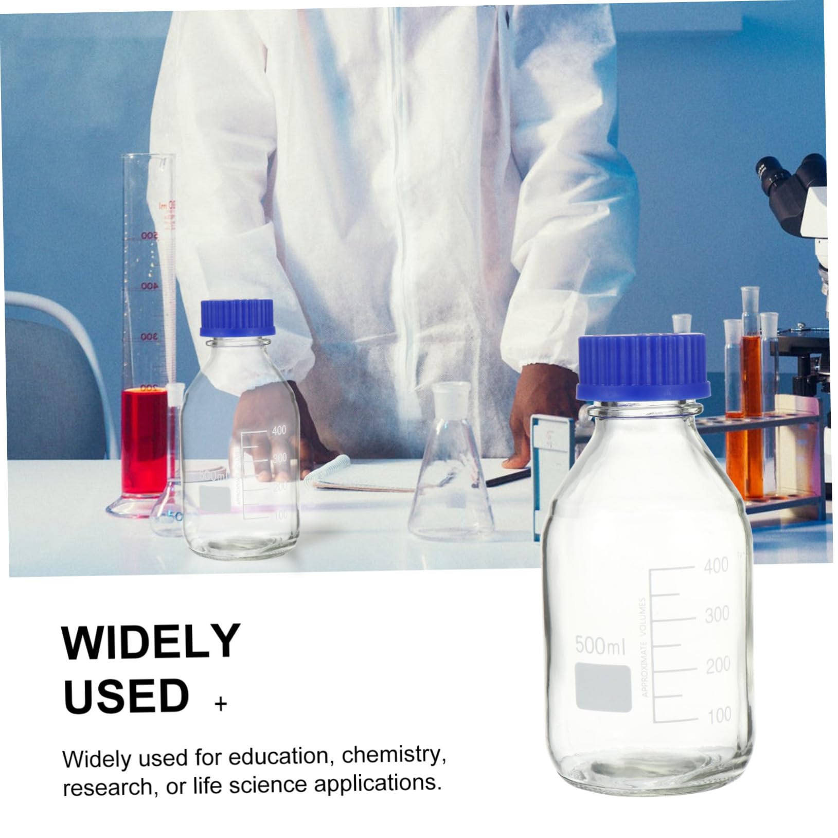 CHILDWEET 500ml Reagent Bottles Set of 2 Lab Chemical Storage Bottles Graduations Leak-proof Design