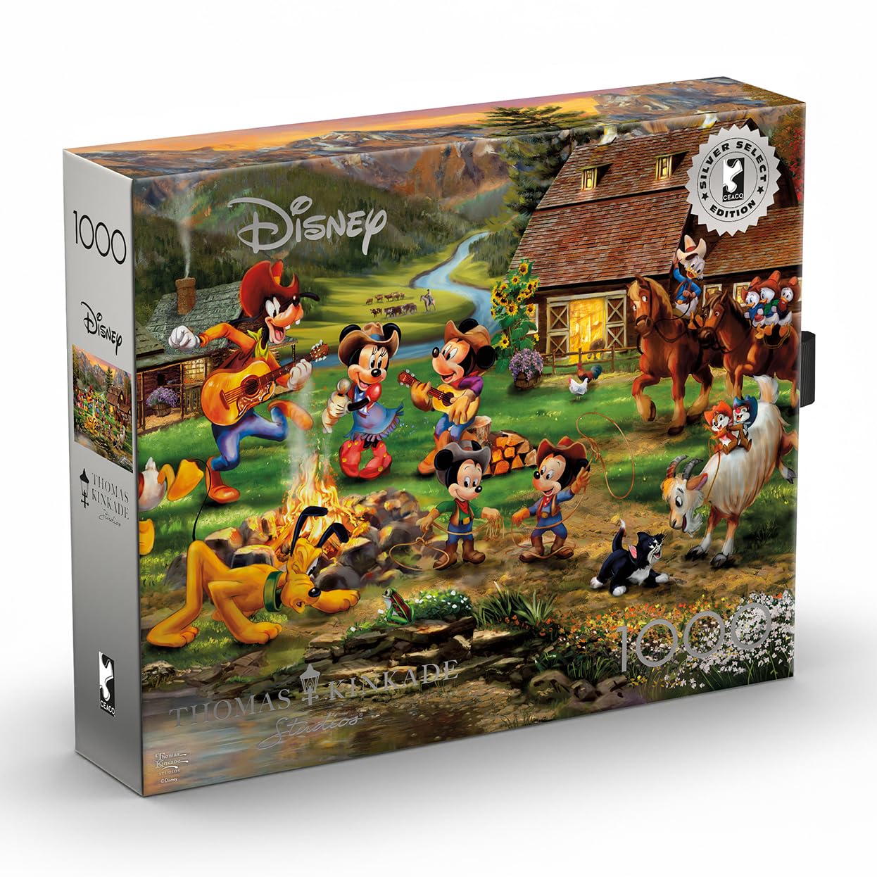Ceaco Thomas Kinkade Disney Silver Select Topolino e Minnie Rocky Mountain Round Up Puzzle da 1000 pezzi