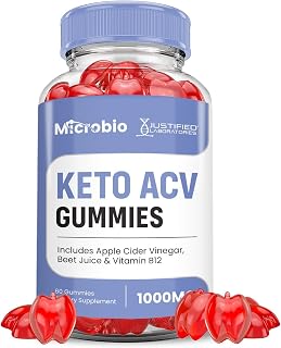 Justified Laboratories Microbio Keto ACV Gummies Advanced Formula 1000MG Micro Bio Keto Gummies Apple Cider Vinegar Formulated with Pomegranate Beet Juice Powder B12 Vegan Non GMO 60 Gummys