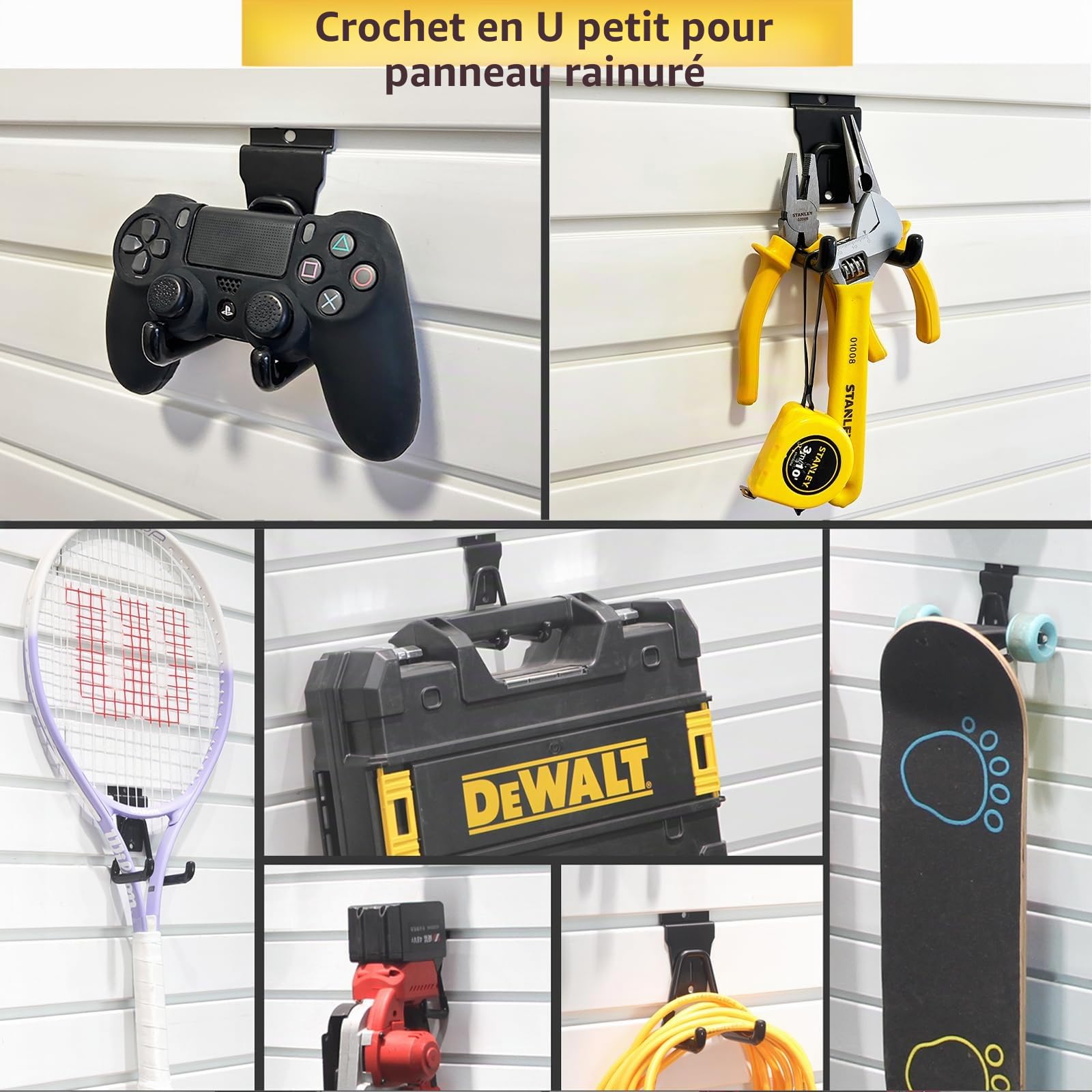 Lot de 14 crochets Slatwall, pour accessoires Slatwall, garage, plusieurs tailles