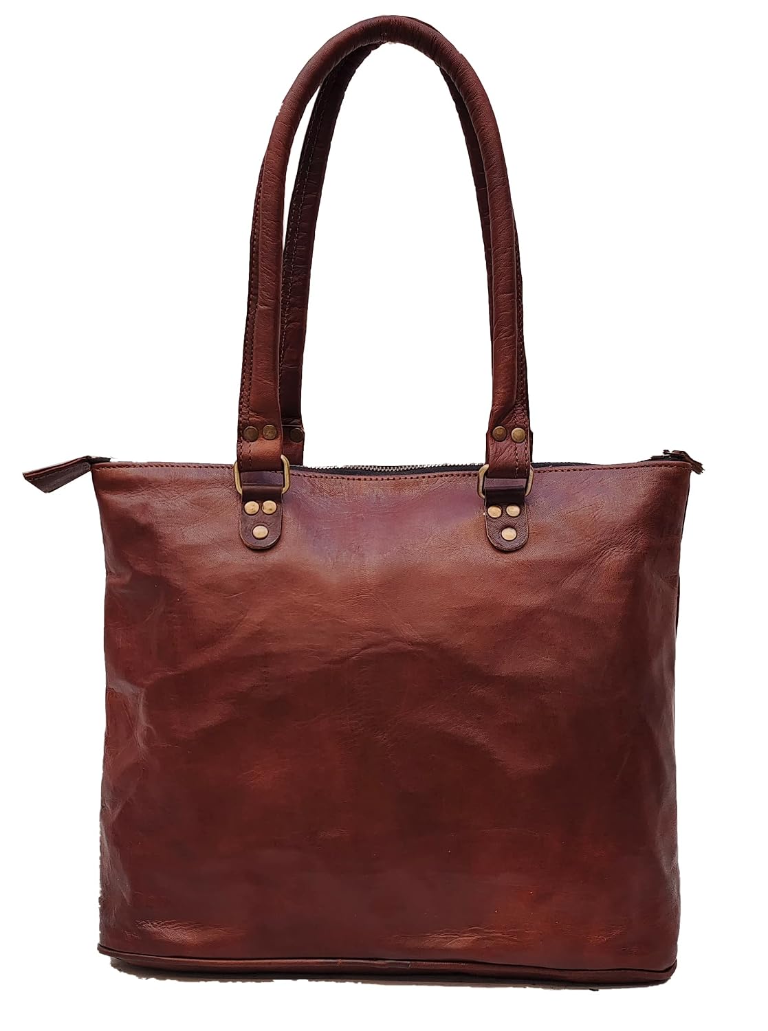 PASCADO leather tote bag for women vintage purse handbag shoulder satchel with zipper and pocket