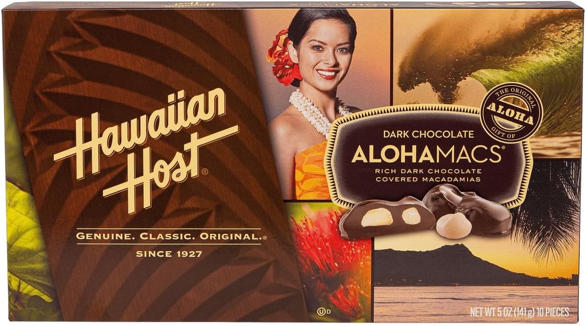 Alohamacs Dark Chocolate Covered Macadamia Nuts (1 Box)