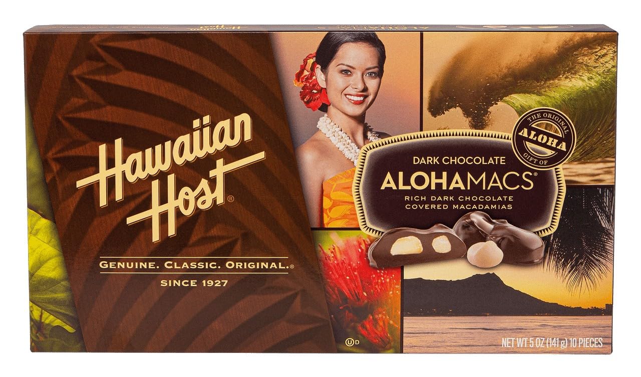 Hawaiian Host Alohamacs Dark Chocolate Covered Macadamia Nuts (1 Box)