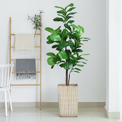 Miniatura 2 de Higuera artificial de hoja de violín de 5 pies, árbol de hoja de higuera falsa con maceta de plástico para el hogar, oficina, sala de estar, plantas