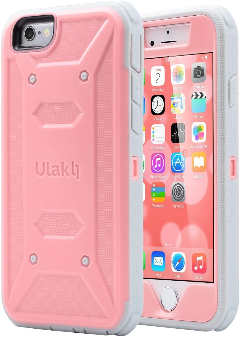 ULAK iPhone 6 Case (4.7 inch), iPhone 6s Case, KNOX ARMOR Full-body Rugged Dual Layer Hybrid Case Cover Pink