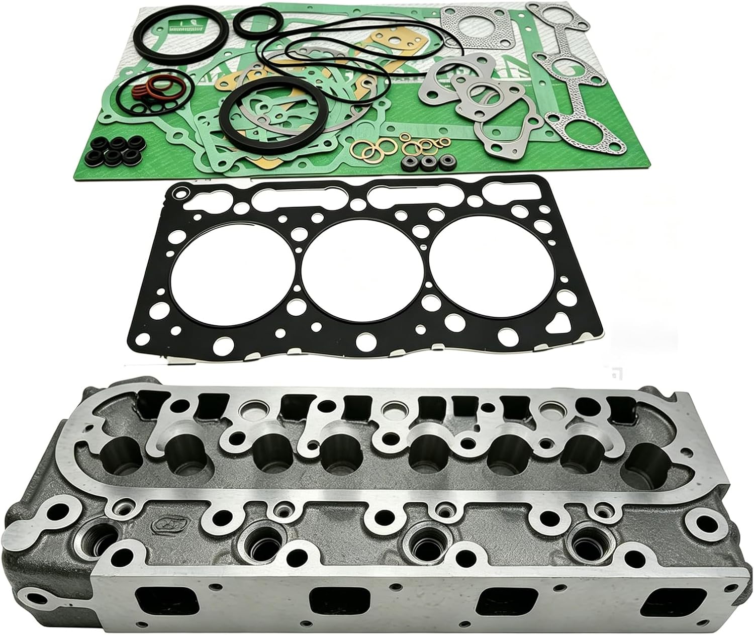 V1505 Complete Cylinder Head + 1 Set Full Gasket Kit 1F092-03044 1F09203044 Fikowjs Compatible with Kubota V1505 V1505D V1505T Engine B2910 B3000 B3030 B3200 for Bobcat 425 Excavator